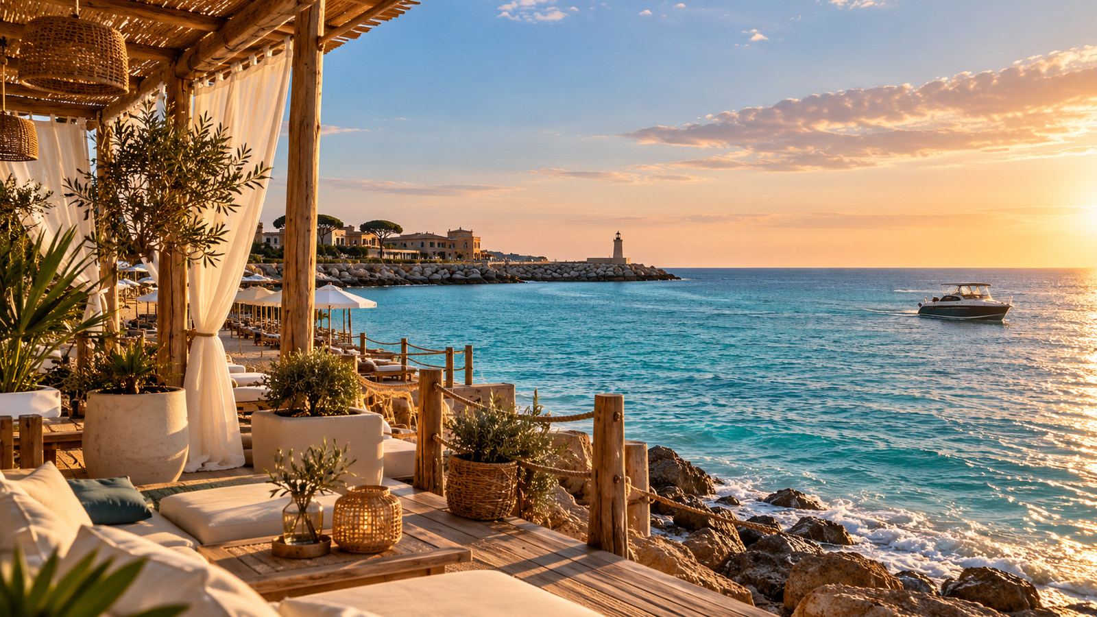 Mare al tramonto, immagine illustrativa del concept Lido